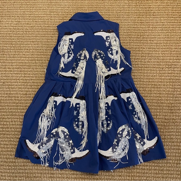 Queen of Sparkles Royal & Silver Fringe Boot Dress Small - Picture 13 of 13